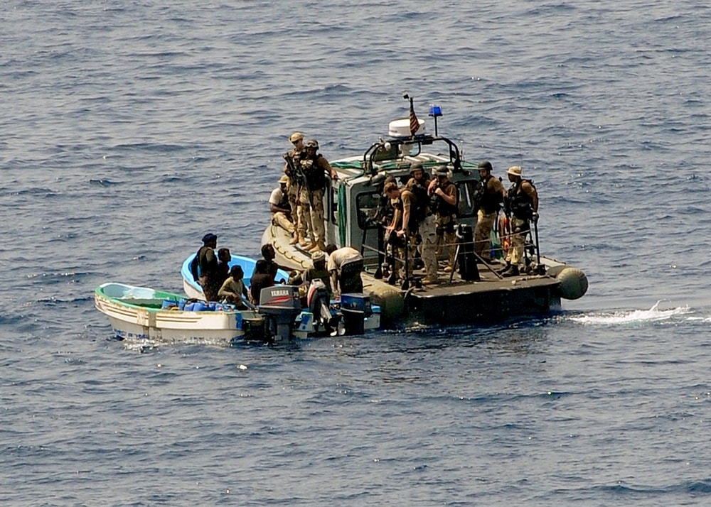 Navy boarding operation intercepting pirates